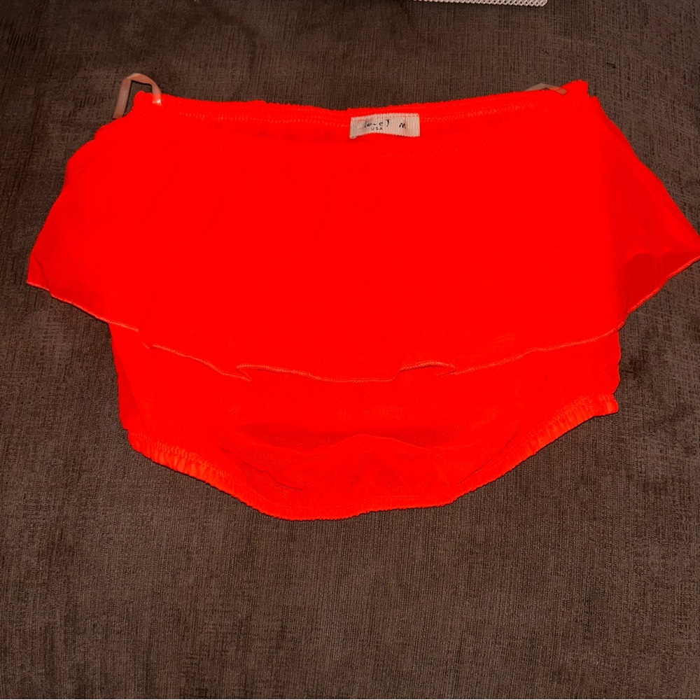 Neon orange very Bright Layered tube top chiffon stretch Medium
